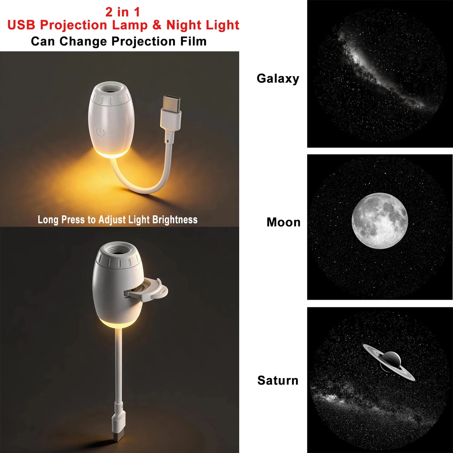 USB Room or Car Atmosphere Projector Light